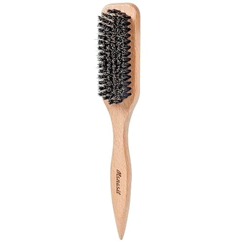 Boar Bristle Hair Brush, Slick Back Styling Tool for Ponytail and Bun, Edge Control and Flyaway Smoothing, Wide Teasing Brush with Rat Tail - Image 1
