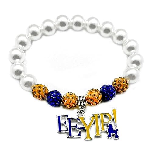 MenglisiMenglisiYBW Youngsome SIGMA GAMMA RHO sorority society Personality EEYIP enamel metal pendant white simulated pearl bead bracelet - Image 1