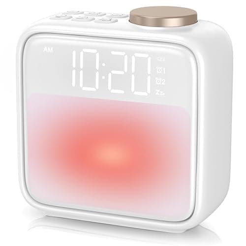Jaeounr Sunrise Alarm Clocks for Bedrooms, Digital Clock with Sound Machine Nightlight, 1800mAh Rechargable Battery, Alarm Clock for Kids, Heavy Sleepers, Teens, Living Room - Image 1