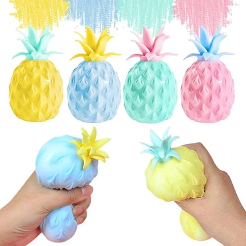 4 Pcs Pineapple Stress Ball, Fidget Toys Ball for Pressure Release Party Gifts,Stress Relief for Kids & Adult Tricky Funny Squeeze Toy (Random Color) - Image 1