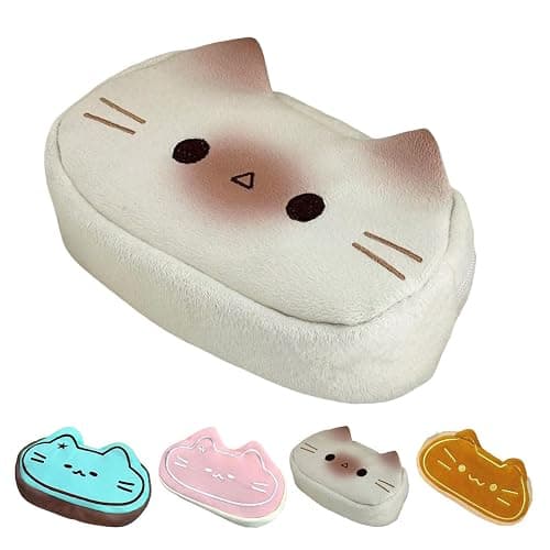 Super Cute Lovely Lucky Cat Theme Pencil Case, Big Capacity Large Soft Plush Happy Kitty Fluffy Clothes Zipper Pencil Box Case, Makeup Bag Office Storage Holder Pouch Pen Bag -Siamese Cat - Image 1