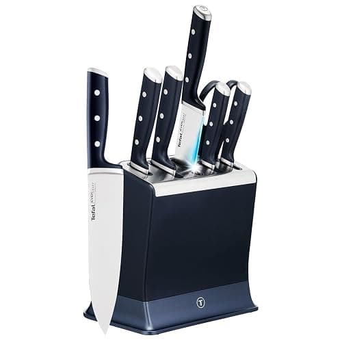 Tefal 6-Pc Knife Set, Knife Block with Integrated Automatic Sharpener, 5 Knives, Scissors, Lasting Sharpness, German Stainless Steel, Ergonomic Handle, Gift for Him/Her, K297S744 - Image 1