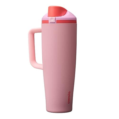 Owala FreeSip Tumbler Insulated Stainless Steel Water Bottle with Built-in Straw and Side Handle, For Travel, Work, School, and Sports, 40oz, BPA Free, Leak Proof, Angel Food Cake - Image 1