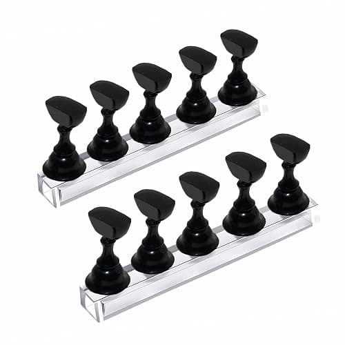 Treamlyn 10Pcs Nail Stand for Press on, Fake Acrylic Nail Stand, Nail Display Practice Stands with Magnetic Base, Nail Tip Holders for Salon and Home DIY - Image 1