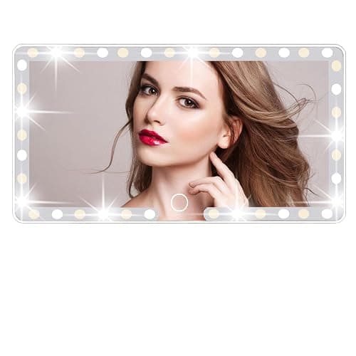 Car Sun Visor Vanity Mirror, 3 Light Modes & 60 LEDs, Rechargeable Dimmable Touch Screen Travel Makeup Mirror,Universal for Truck SUV-Car Accessories Essentials for Women(White) - Image 1