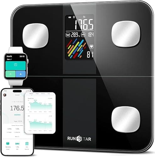 Runstar Smart Scale for Body Weight and Fat Percentage, High Accuracy Digital Bathroom Scale with Large Display for BMI Heart Rate 15 Body Composition Analyzer Sync with Fitness App 400lb - Image 1
