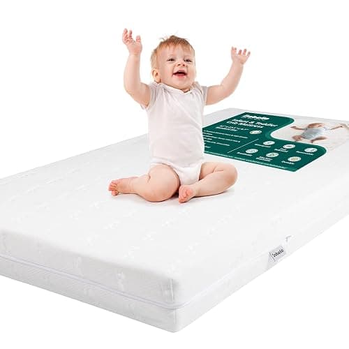 BABELIO Breathable Crib Mattress, Dual-Sided, Memory Foam, Waterproof, Removable and Machine-Washable Cover, for Toddler and Baby 52" x 27.5" - Crib Mattress - Cloud 1 - Image 1