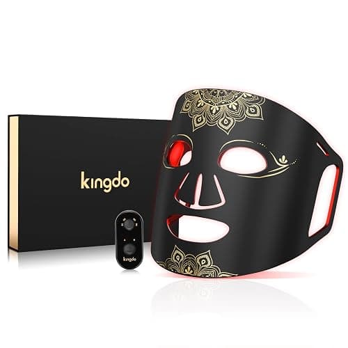 KINGDO Red Light Therapy Mask for Face, 4 Modes Infrared Light Therapy LED Face Mask with Remote, Portable and Rechargeable with Timer, Ideal for Home Use - Image 1