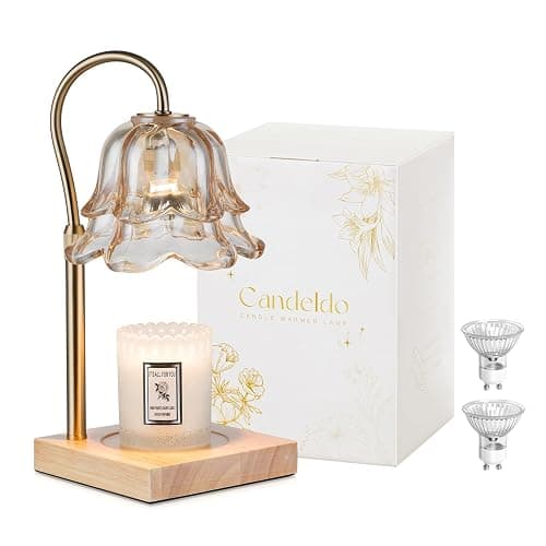 Candeldo Candle Warmer Lamp with Timer: Flower Gold Candle Lamps Height Adjustable Wax Melt New Home Decor House Warming Christmas Gift for Women - Image 1