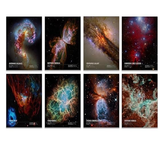 Set of 8 Stunning Space Telescope Poster Print Hubble Posters, Space Wall Art, Astronomy Gift Idea for Home & Office Decor(12x18inchs,Unframed) - 1-Unframed - 18L" x 12W" - Image 1