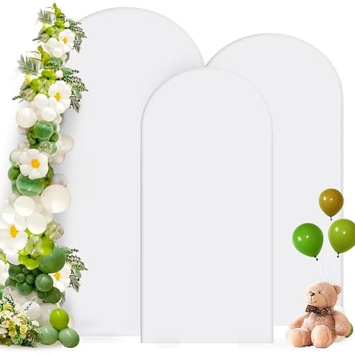 Hemmotop Stretchy White Arch Backdrop Cover Set of 3-7.2ft, 6.6ft, 6ft | Wrinkle-Free, Double-Sided, Spandex, for Wedding, Birthday, Baby Shower, Graduation Party, Reusable for Balloon Arches - Image 1