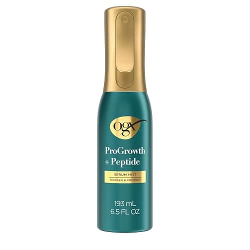 OGX ProGrowth + Peptide Serum Mist, Heat Protectant Spray Instantly Thickens Hair Root to Tip While Protecting from Breakage for Visibly Thicker, Fuller Hair, 6.5 fl. oz - Image 1