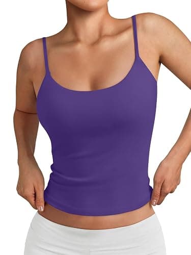 Trendy Queen Womens Double Lined Adjustable Spaghetti Strap Tank Tops for Summer Going Out - Image 1