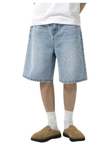 GORGLITTER Boy's Jorts Baggy Jean Shorts Denim Wide Leg Bottoms | Jorts Kids, Boys Shorts Size 10-12, 14-16 8, Teen Boys Clothes, High Waisted Bermuda Shorts Outfits - Image 1