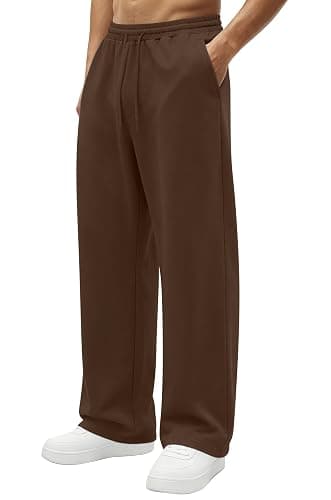 Hardaddy Men's Lightweight Sweatpants Baggy Straight Open Bottom Wide Leg Drawstring Lounge Athletic Pants with Pockets - Image 1