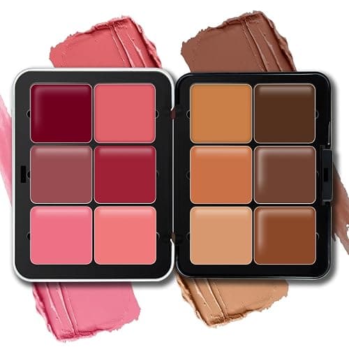 HOSAILY Cream Blush & Concealer Palette, 12 Colors, Long Wearing, Smudge Proof, Blendable Matte Finish, Face Makeup (02) - Image 1