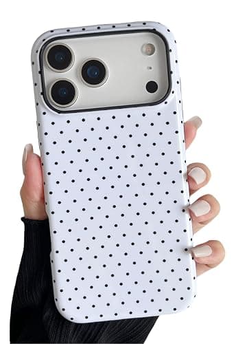 Longlayss Compatible for iPhone 17 Pro Max Case Cute Polka Dot Phone Case | Cute Aesthetic Polka Dot Phone Cover for Women Girl Shockproof Slim TPU and Hard PC Protective Cover (White) - Image 1