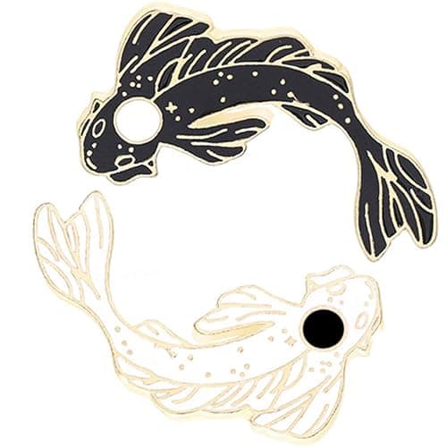 GuassLee Enamel Lapel Brooches Pin Set, 2pcs Lovely Black and White Fish Brooch, Cute Cartoon Pins for Backpacks Clothes Bags Jackets Hat Jewelry DIY Accessories Christmas Gift - Image 1