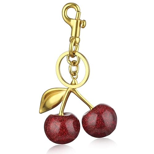 AOZUO Breloque de sac cerise, pendentif de sac cerise pour femme, porte clés pendentif pour sac à main, sacs, sacs à main, portefeuilles, sacs à dos, breloques de sac - Image 1