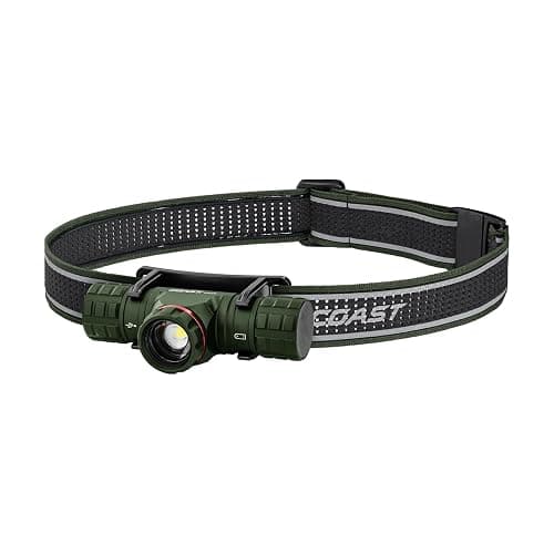 Coast XPH30R 1500 Lumen USB-C Rechargeable Dual Power Headlamp with Twist Focus Beam and Magnetic Base, 4.37 oz. - Forest Green - Image 1
