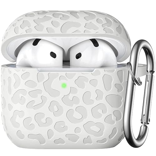 DGege Leopard Engraved for AirPods 4 Case Cover 2024,Soft Silicone Protective Case Compatible with Apple AirPods 4th Generation Case for Women,Cute AirPod 4 Case Accessories with Keychain (Starlight) - Image 1