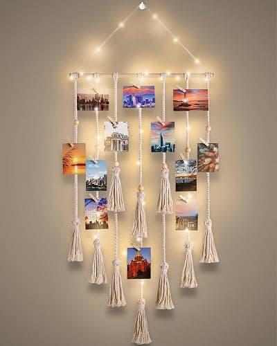 Room Decor, Teenage Girl Gift Ideas Bedroom Boho Macrame Wall Hanging Preppy Teen Girls Trendy Stuff Picture Frames Collage Office Dorm Essentials for Girls Ages 11 12 13 14 15 16 18 Year Old - Image 1