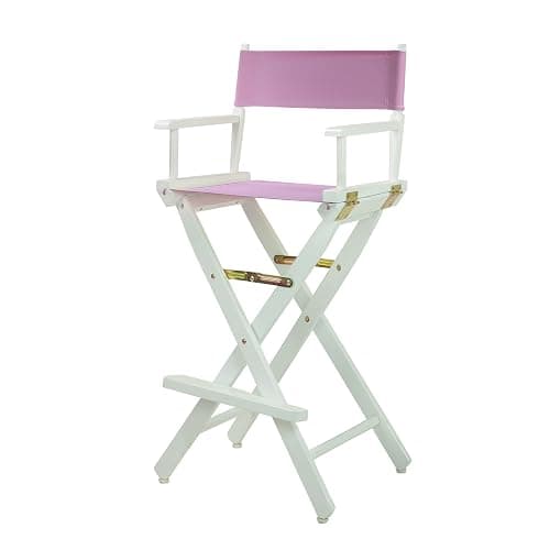 Casual Home 230-01/021-22 Director Chair, 30" - Bar Height, WhiteFrame/Pink Canvas - Whiteframe/Pink Canvas - 30 in - White Frame - Solid Wood - Chair - Image 1