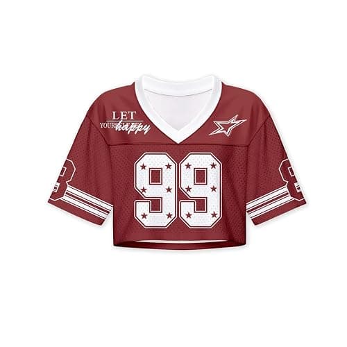 Crop Top Jersey Shirts for Women Y2k Hip Hop Graphic Cropped Top Baggy Number 99# Tees V Neck Short Sleeve Streetwear XS-XXL - Image 1