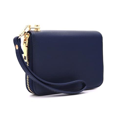 LOVESOME Womens Small Zip Around, Double Zip Around - Double Compartment Wristlet Wallet with Wrist Strap - Image 1