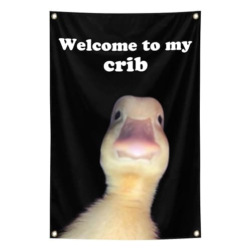 XEODE Welcome to My Crib Flag, 2x3 Feet, Black, Funny Poster, Durable, Man Cave Wall Flag with Brass Grommets, Room Decor for Bedroom, Banner, 24x36 inches - Image 1