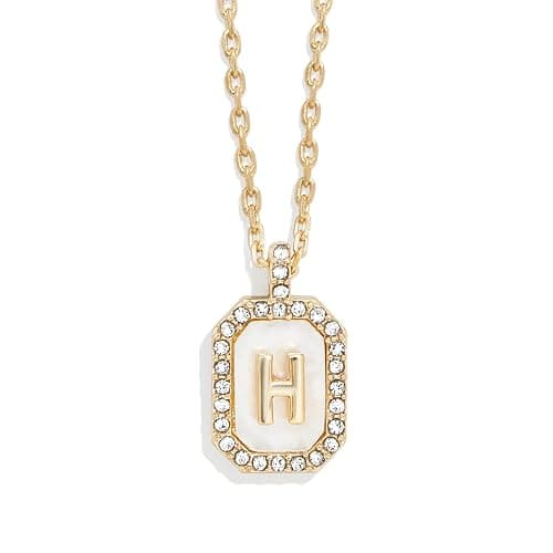 BaubleBar Initial Necklace - Dainty Gold-Plated Personalized Letter Pendant Necklace, Small Dog Tag Style Design - Image 1