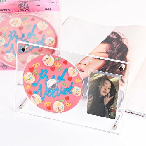 Baskiss Photocard and CD Holder Stand, Acrylic Standing Display, 66 x 91 mm Card Cares Ultra Clear Trading Cases Protectors for Kpop Photocard Baseball Basketball Photo (1CD+1Card) - Image 1