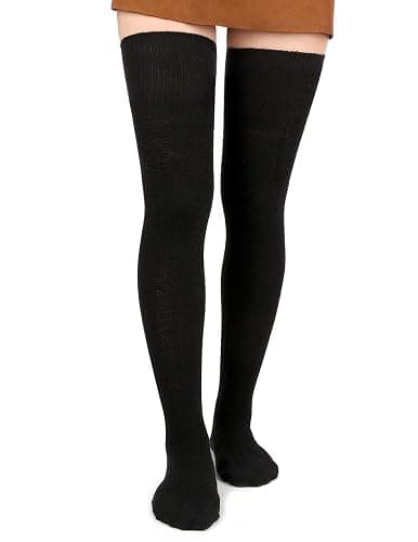 Moon Wood Women Thigh High Socks Extra Long Cotton Knit Warm Thick Tall Long Boot Stockings Leg Warmers - Image 1
