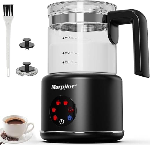 Large Electric Milk Frother and Steamer, 16.9oz/500ml Milk Steamer and Frother for Latte or Hot Chocolate, Dishwasher Safe, BPA Free, 6 Functions, Enjoy Perfect Milk Froth in 2 Min (Black-Glass) - Image 1