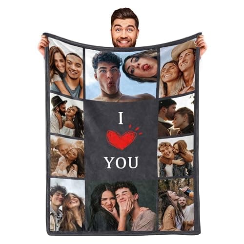 DayOfShe Custom Blanket with Photo I Love You Girlfriend Boyfriend Gifts,Personalized Blankets for Mom,Dad,Couple,Husband & Wife Birthday Gifts for Women Men - Image 1