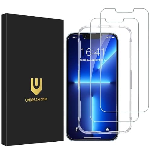 UNBREAKcable 2-Pack Screen Protector for iPhone 13 Pro/14/13 | Tempered Glass, Military Grade Shatterproof, 9H+ Hardness, 99.99% HD, Bubble-Free, Easy Install, for iPhone 13 Pro/14/13 - Image 1