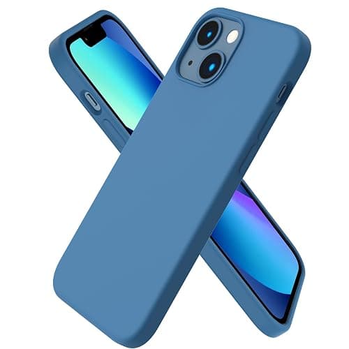 ORNARTO Compatible with iPhone 13 Mini Case, Slim Liquid Silicone 3 Layers Full Covered Soft Gel Rubber with Microfiber Case Cover 5.4 inch-Blue - Image 1