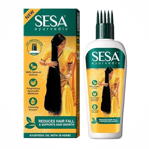 SESA Ayurvedic Hair Oil With Bhringraj & 17 Rare Herbs With Coconut Oil and 4 Nourishing Oil For Hair Growth Help Control Hair Fall & Easy Hair Oil Applicator For Women and Men, 6.76 Fl Oz or 200 ml - Image 1