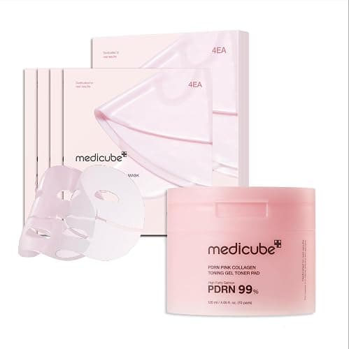 medicube Pink Pdrn Day & Night Gel Duo: Salmon DNA PDRN pink collagen jelly gel mask (4ea) and Pink Collagen Jelly Pad | Holiday Stocking Stuffers - Image 1