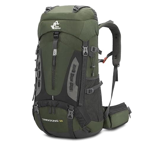 Bseash 60L Hiking Camping Backpack with Rain Cover, Waterproof Large Capacity Outdoor Sport Travel Daypack Climbing Touring (Army Green) - Image 1
