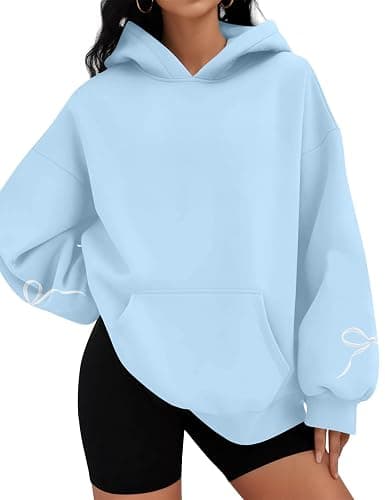 MAXIMGR Oversized Bow Hoodie Cute Clean Girl Embroidered Sweatshirts Coquette Preppy Sweater Y2k Pullover Top Teen Girls - Image 1
