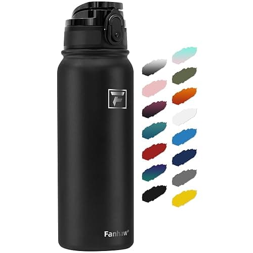 Fanhaw 20 oz Insulated Stainless Steel Water Bottle with Anti-Dust Chug Lid, Leakproof Vacuum Metal Everyday Use Bottle for Kids, Teens & Adults, Back to School Essentials (Black) - Image 1