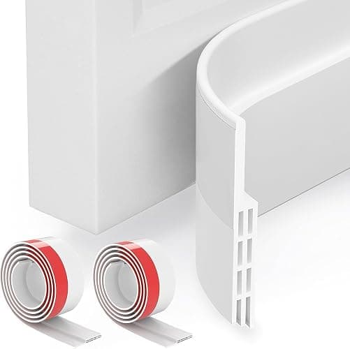 GroTheory 2 Pack Door Draft Stopper, Under Door Sweep for Exterior & Interior Doors, Weather Stripping Door Seal, Garage Window Blocker Noise Cold Air Insulation, Draft Guard White 2" W x 39" L - Image 1