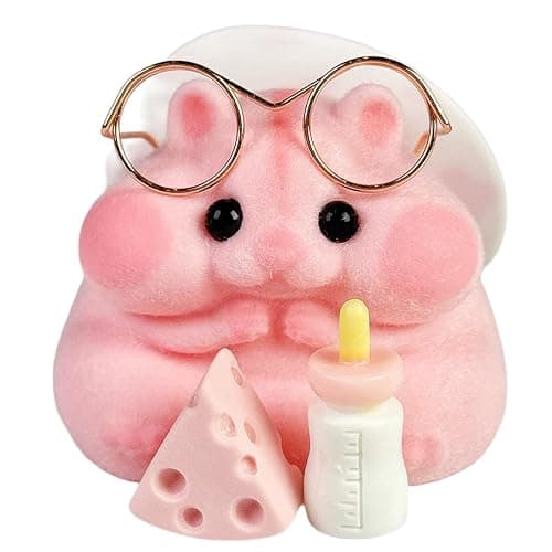 Handmade Taba Squishy Hamster Toy, Cute Squishy Hamster Fidget Toy, Realistic Hamster Toy, Soft Silicone Mochi Furry Toy, Stress Relief Gift for Adults & Kids, Sensory Anxiety Plushie (Pink) - Image 1