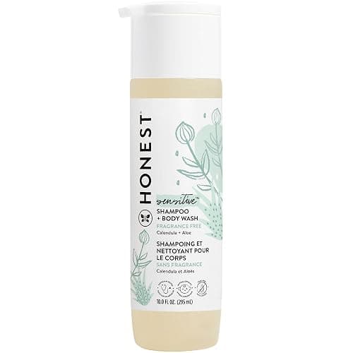 The Honest Company 2-in-1 Cleansing Shampoo and Body Wash for Sensitive Skin, Tear-Free, Hypoallergenic with Naturally Derived Ingredients, Fragrance-Free, 10 fl oz - Image 1