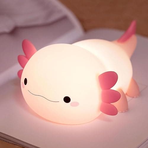 FAMIDUO Axolotl Lamp,Cute Axolotl Night Light,Dimmable Silicone Animal Nursery Night Light,Adorable Rechargeable Squishy Novelty Bedside Touch Lamp,Baby Room Decor, Axolotl Gifts for Kids/Girls - Image 1