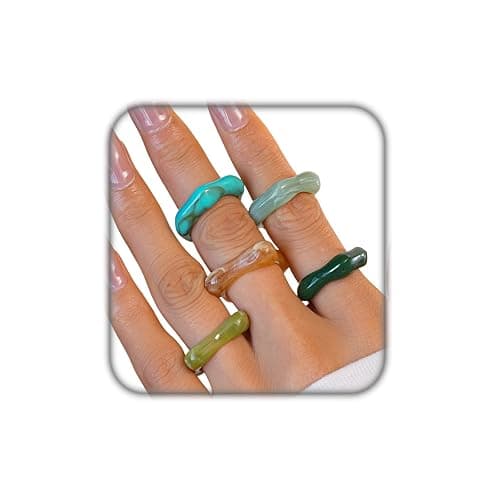 ZMJK 5Pcs Acrylic Irregular Chunky Rings for Women Colorful Resin Wave Stackable Knuckle Ring Set Fashion Plastic Statement Jewelry - Image 1