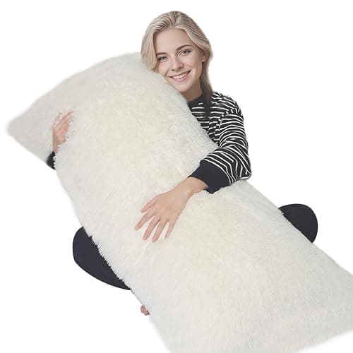 ZonLi Fluffy Body Pillow, Full Body Pillows for Adults, Long Pillow for Sleeping with Removable Cover and Adjustable Filling for Side Sleeper & Pregnancy, Large and Firm, Machine Washable(White) - Image 1