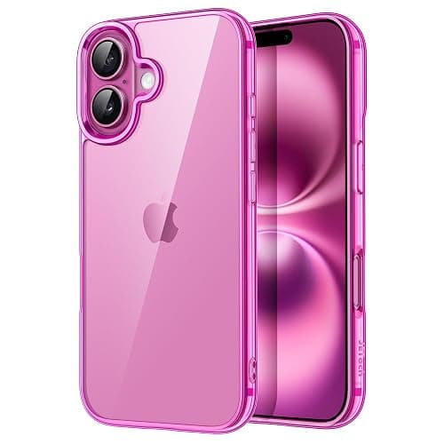 JETech Case for iPhone 16 6.1-Inch, Non-Yellowing Shockproof Phone Bumper Cover, Anti-Scratch Clear Back (Pink) - Image 1