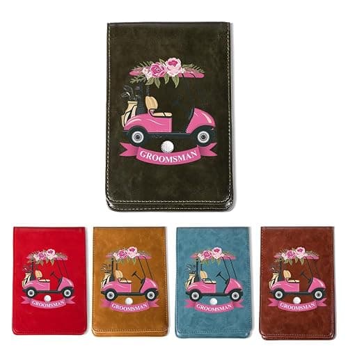 BYFDIY Personalized Leather Golf Scorecard Holder Customize Name Golf Yardage Book Cover Accessories Father Day Christmas Birthday Gifts for Men Women - Image 1